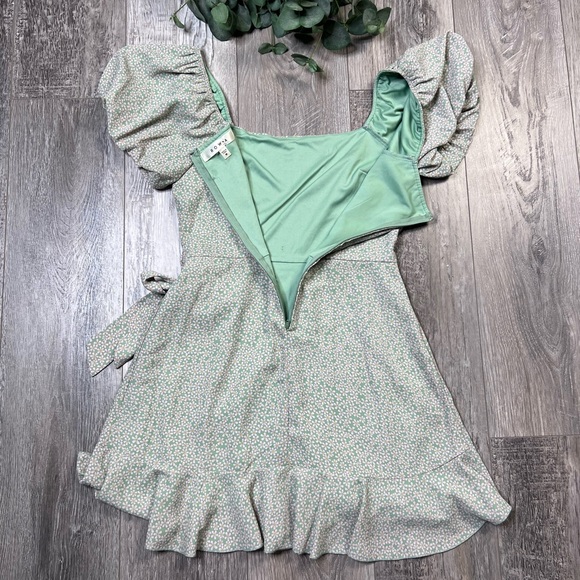 Row A Floral Puff Sleeve Wrap Minidress - Picture 6 of 13